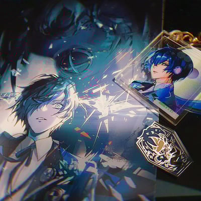 P3 enamel pin, charm and print set