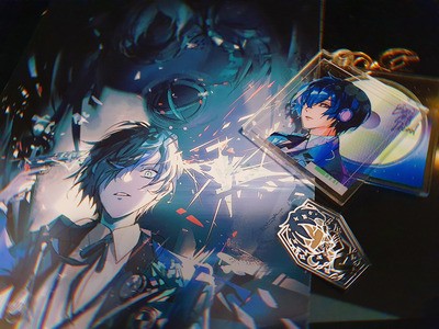 P3 enamel pin, charm and print set
