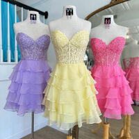 Sweetheart Lace Chiffon Homecoming Dresses With Ruffle Skirt - Thumbnail 5
