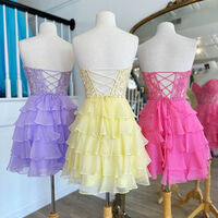Sweetheart Lace Chiffon Homecoming Dresses With Ruffle Skirt - Thumbnail 6