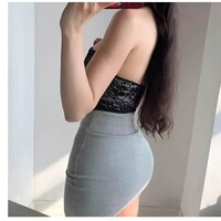 Front button lace lace sexy temptation fishbone slim waist strapless tube top - Thumbnail 4