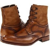 New Handmade Men ankle boots, Men Cap toe lace up ankle boots, Men boots - Thumbnail 4