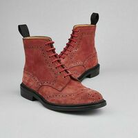 Femmes Fait main Daim rose véritable Oxford Brogue Wingtip Bottes de marche - Thumbnail 4