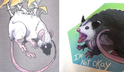 Rodent tote bags (opossum or rat with shrooms, sold separately)
