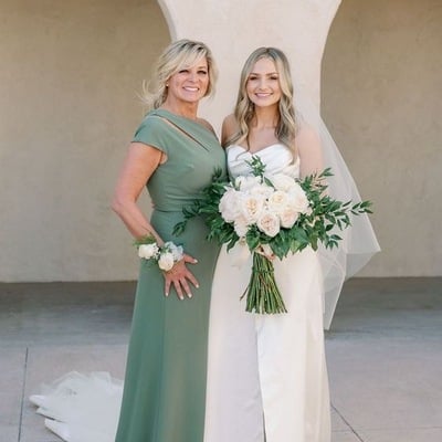 One shoulder sage mother of the bride dresses