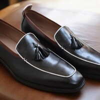 Handmade Black Tassels Design Loafers Slips On Moccasin Shoes  - Thumbnail 4