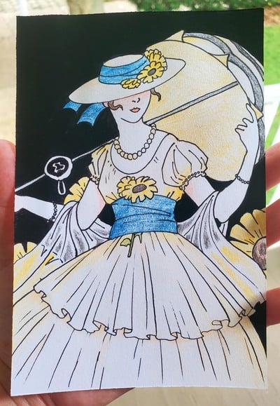 Harper's Bazar Painted Card