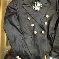 Crafted Leather Men's Genuine Lambskin Leather Blazer Jacket Button Black Slim fit Coat Motorcycle - Thumbnail 2