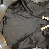 Crafted Leather Men's Genuine Lambskin Leather Blazer Jacket Button Black Slim fit Coat Motorcycle - Thumbnail 3