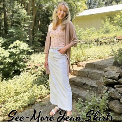 White long denim skirt