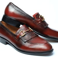 Crafted Leather Classic Brown Leather Fringes Loafers Dress Shoes  - Thumbnail 2