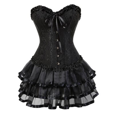 Gothic corset with short skirt 2pcs victorian tutu dress bustier halloween costumes