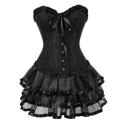 Gothic Corset With Short Skirt 2PCS Victorian Tutu Dress Bustier Halloween Costumes