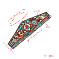 Handmade Bohemian Elastic Beaded Waist Vintage Renaissance Belt Flower Pattern Wide Waist Seal - Thumbnail 2