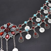 Boho Rhinestone Layered Metal Rhinestone Waist Chain Fringe Coin Belly Dance Body Jewelry - Thumbnail 5