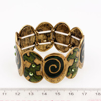 Ethnic Elastic Punk Style Steel Bracelet Niche Personality Colour Enamels Cuff Jewelry - Thumbnail 3
