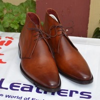 Crafted Leather Classic Bespoke Dress Shoes Brown Leather Chukka Boot  - Thumbnail 1