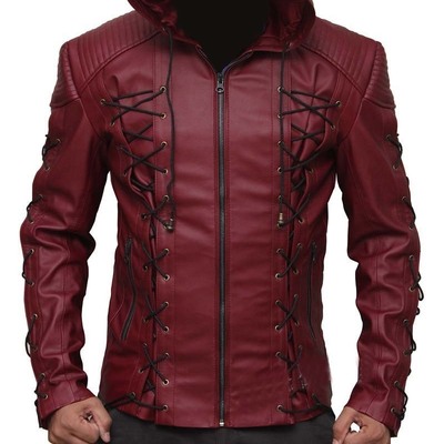 Roy harper maroon arrow jacket, men leather jacket, celebrity jackets for men 20