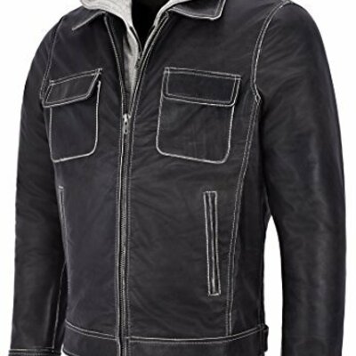 Men’s real leather jacket rub off buffalo skipper biker biker style slim fit 201