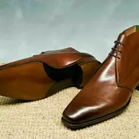 Handmade Tan Brown Chukka Boots, Men Brown Formal Boot, Men Leather ankle Boots - Thumbnail 3