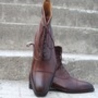 Leather Handmade Brown Ankle High Dress Lace up Boot - Thumbnail 3