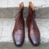 Leather Handmade Brown Ankle High Dress Lace up Boot - Thumbnail 4