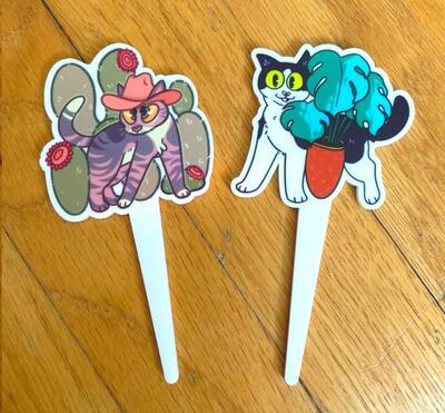 LIL KITTY AND COWBOY Plant Buddy Stakes