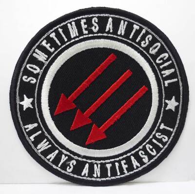 Sometimes Antisocial Always Antifacist embroidered patch