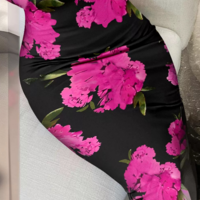 Tight Lace Splicing Sling Printed Dress - Thumbnail 2