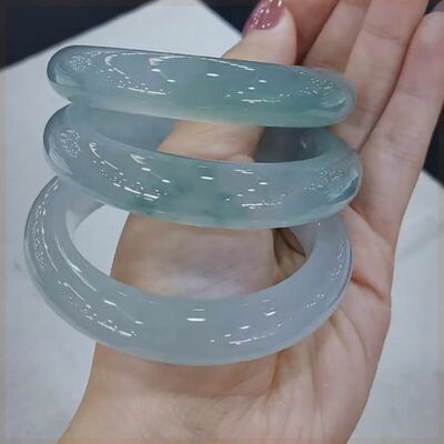 Authentic jade: clear water sky blue jade bracelet, blue water jade bracelet, gift circle jade bracelet