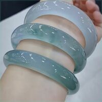 Authentic Jade: Clear Water Sky Blue Jade Bracelet, Blue Water Jade Bracelet, Gift Circle Jade Bracelet - Thumbnail 4