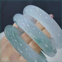 Authentic Jade: Clear Water Sky Blue Jade Bracelet, Blue Water Jade Bracelet, Gift Circle Jade Bracelet - Thumbnail 8