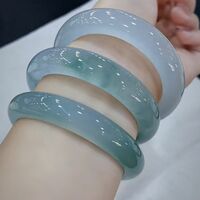 Authentic Jade: Clear Water Sky Blue Jade Bracelet, Blue Water Jade Bracelet, Gift Circle Jade Bracelet - Thumbnail 11