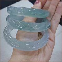 Authentic Jade: Clear Water Sky Blue Jade Bracelet, Blue Water Jade Bracelet, Gift Circle Jade Bracelet - Thumbnail 16
