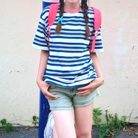 *Free Shipping*PINK COLLAR STRIPED TEE - Thumbnail 2