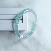 Jade Bracelet Ice Transparent Floating Flower Blue Base Jade Bracelet Wangfu Jade Bracelet - Thumbnail 8