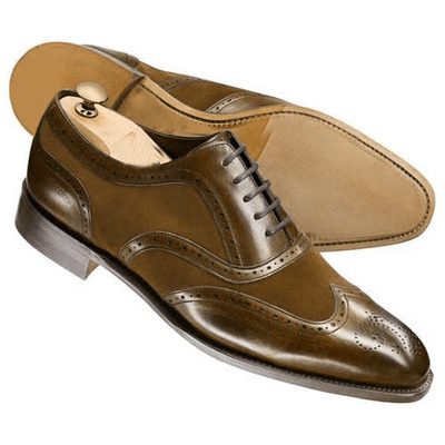 New handmade men's wing tip brown oxford genuine leather men shoes 2019