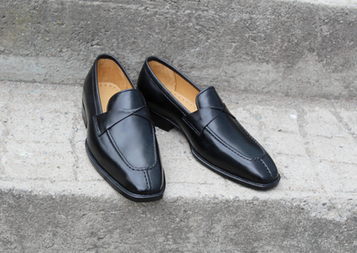 Handmade Black Leather Moccasin Formal Loafers Shoes