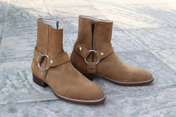 Crafted Leather Classic Brown Suede Jodhpur Boots with Cuban Heel