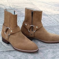 Crafted Leather Classic Brown Suede Jodhpur Boots with Cuban Heel