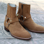 Crafted Leather Classic Brown Suede Jodhpur Boots with Cuban Heel-1