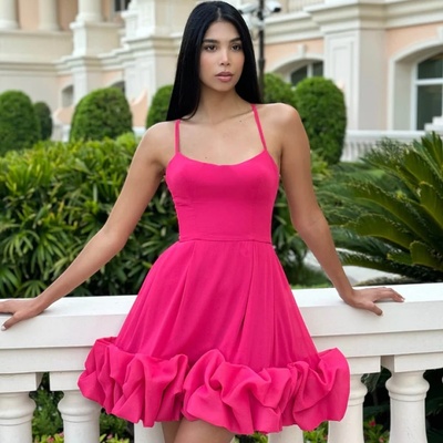 Fuchsia mini homecoming dress with x backless
