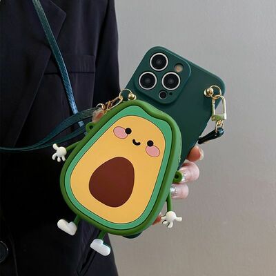 Avocado Coin Purse Phone Case For iPhone With Strap (iPhone11-iPhone15)