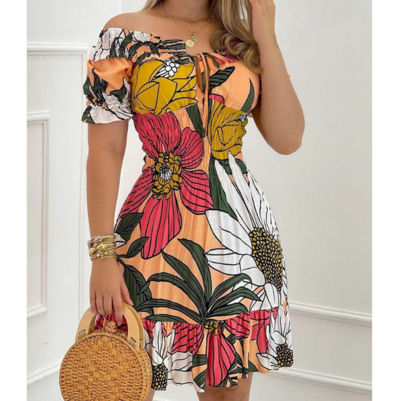 Fashion Women'S Solid Color Printed Dress