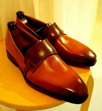 Hot Sale Men's Handmade Brown Tan Colour Shoes,Genuine Leather Wedding Shoes