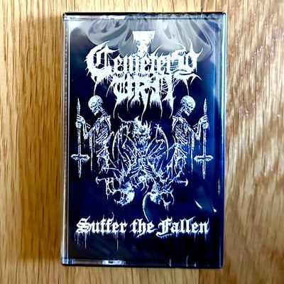 Cemetery urn 'suffer the fallen' tape