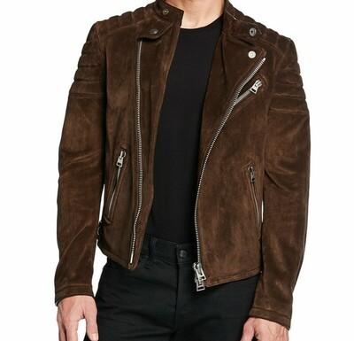 Men Leather Jacket Genuine Suede Biker Motorcycle jacket