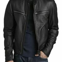 Men Slim Fit Biker Motorcycle Lambskin Leather Jacket Coat Outwear - Thumbnail 1