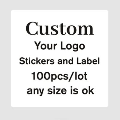 100 pieces of custom stickers and custom logos - square 5 cm