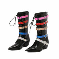 Rainbow Strap Heart Buckles Cowboy Boots - Thumbnail 3